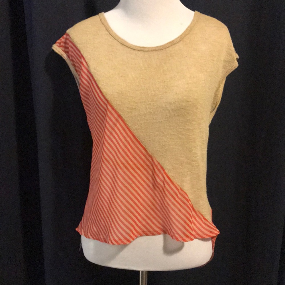 Orange and Beige Combination Top